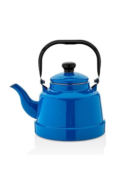 Ebru Enamel Top-Handled Large Teapot Old Type Blue Tea Teapot 4.2 Lt No:22