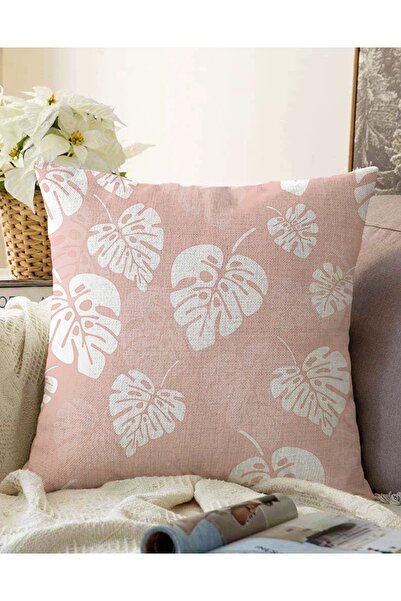 Realhomes Çift Taraflı Pastel Zeminli Beyaz Yaprak Desenli Dijital Baskılı Mo...