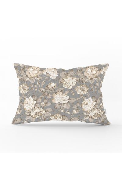 Realhomes Renkli Zemin Üzerinde Gül Desenli Dijital Baskılı Modern Dikdörtgen...