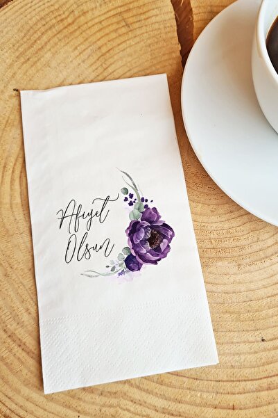 PEKSHOP عرض منديل الزهور الأرجوانية - شهية طيبة منديل ورقي مكتوب