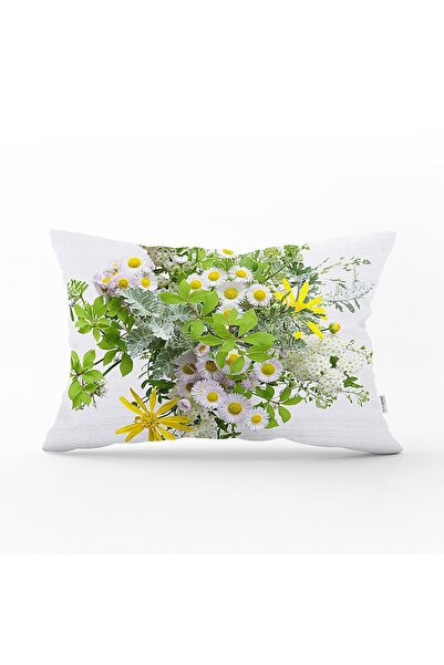 Realhomes Daisy Pattern Digital Printed Decorative Rectangular Pillow Throw P...