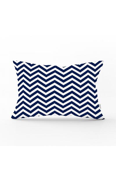 Realhomes Desen geometric de culoare albastru închis pe fundal alb Husă de pe...