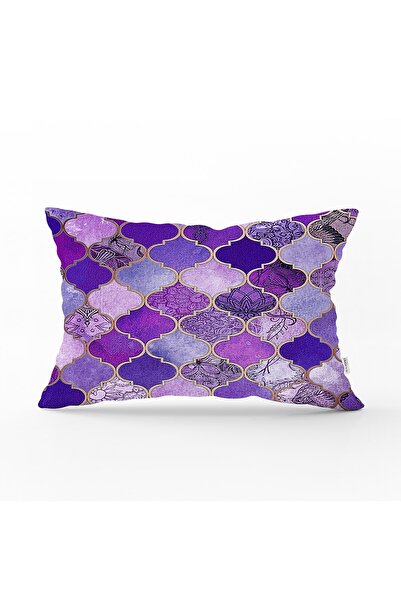 Realhomes Husă de pernă decorativă dreptunghiulară cu model Ogea de culoare v...