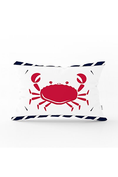 Realhomes Colorful Crab Patterned Digital Printed Modern Rectangular Pillow T...
