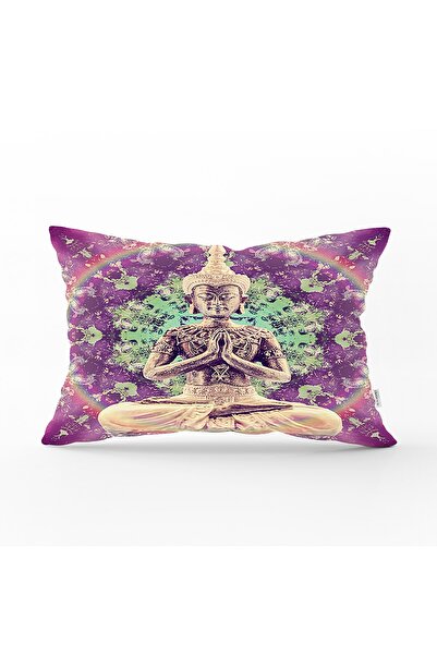 Realhomes Decorative Rectangular Pillow on White Floor with Far East Icon - T...
