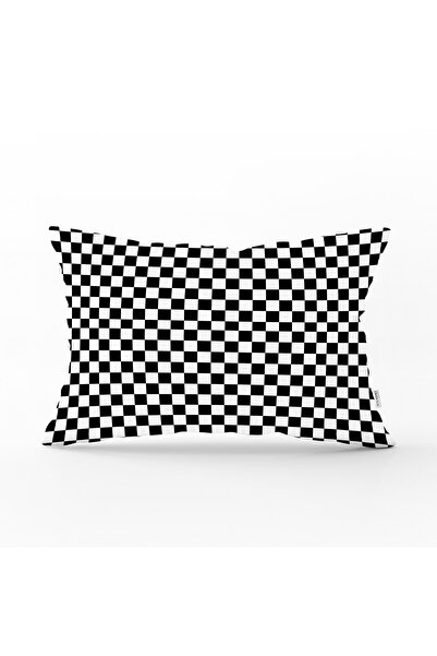 Realhomes Black and White Plaid Pattern Decorative Rectangular Pillow Throw P...