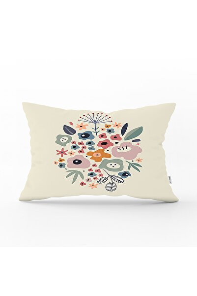 Realhomes Pastel Zeminli Renkli Çiçek Desenli Dijital Baskılı Modern Dikdörtg...