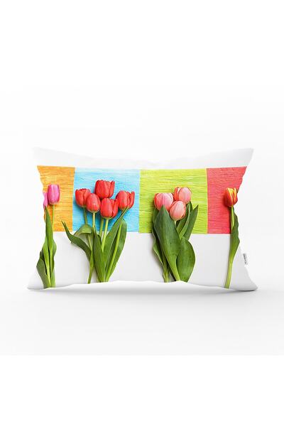 Realhomes غطاء وسادة مستطيل مزخرف بطباعة رقمية على شكل توليب