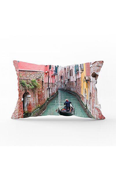 Realhomes غطاء وسادة مستطيل مزخرف مطبوع رقميًا بطابع فينيسيا