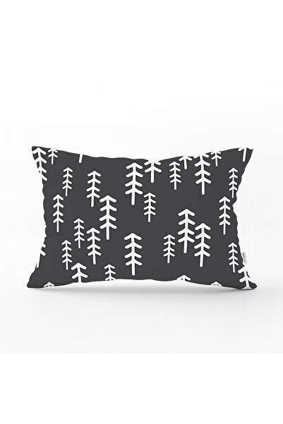 Realhomes Husă de pernă dreptunghiulară modernă, cu model de pin alb, imprima...