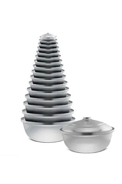 elifcan Aluminum Pot with Lid Halva Pot, Aluminum Frying Pot, Camping Pot 20 Cm