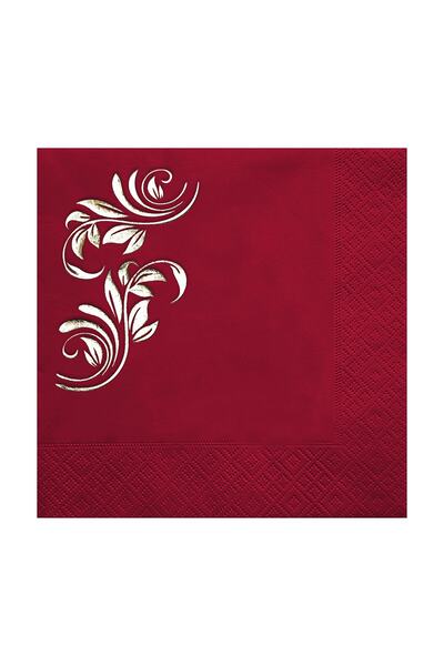 Story 16 عبوة مناديل ورقية ملونة باللون العنابي مع نمط زهور فضية اللون