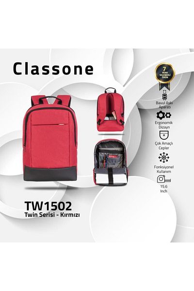 Classone Bp-tw1502 حقيبة Twincolor مقاس 15.6 بوصة باللون الأحمر