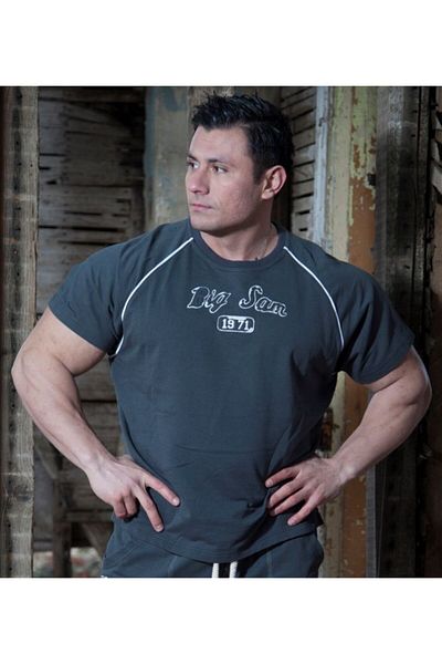 Big Sam Anthracite Cotton Raglan Sleeve T-Shirt 3117