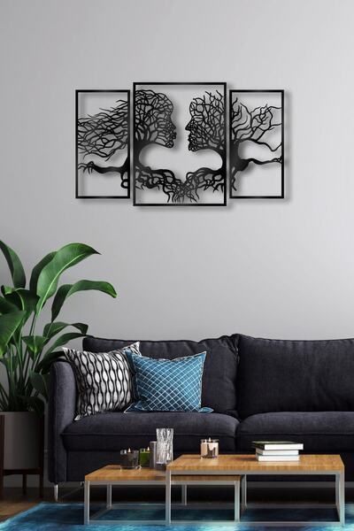 Genel Markalar Wood Humans "ağaç Insanlar" Ahşap 3'lü Set Duvar Dekor Tablosu