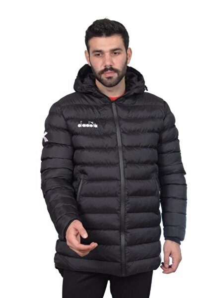 Diadora Ανδρικό μαύρο μακρύ παλτό Roy Anarok