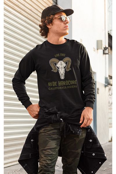Raf Coll Unisex Μαύρο φούτερ με λαιμόκοψη με ψηφιακή εκτύπωση
