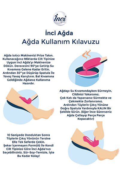 İnci Ağda 3 Kutu Azulen Hassas Ciltler İçin Ağda +5 Adet Spatula
