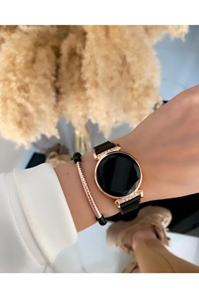 İSTLİV Women's Black Steel Digital Mesh Cord New Model Wrist Watch