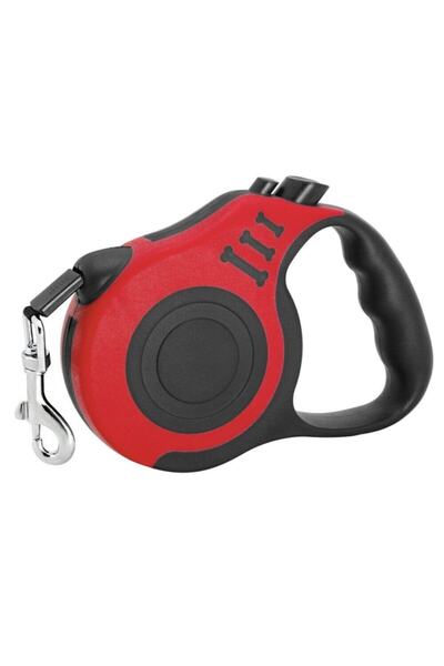 Mixpet Kemik Desenli Otomatik Gezdirme Tasması 3 Mt. Kırmızı