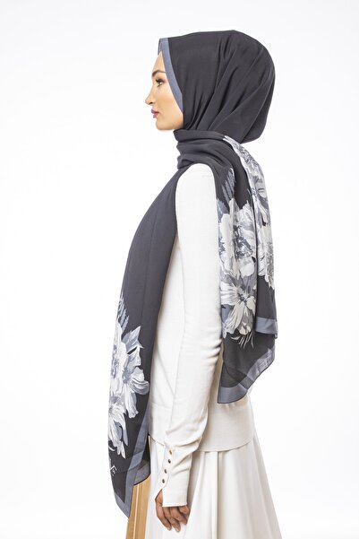 19V69 ITALIA Gray Black Modal Shawl Modal Series 75x200 Cm With Scarf Hanger And Gift Set