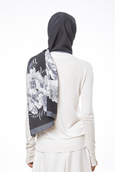 19V69 ITALIA Gray Black Modal Shawl Modal Series 75x200 Cm With Scarf Hanger And Gift Set