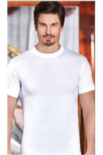 Berrak Men's White Crew Neck Half Sleeve 6 Pieces