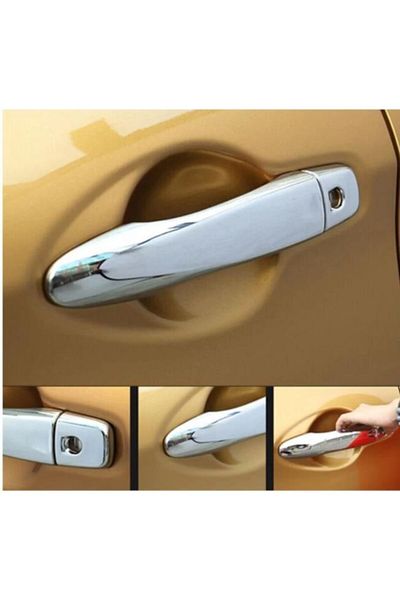 OLED GARAJ Nickel Plated Door Handle Cover Compatible For Nissan Qashqai (2014-2017)