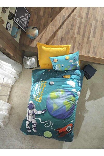 Cotton Box Junior Tek Kişilik Complete Set Nevresim Little Astronaut Turkuaz