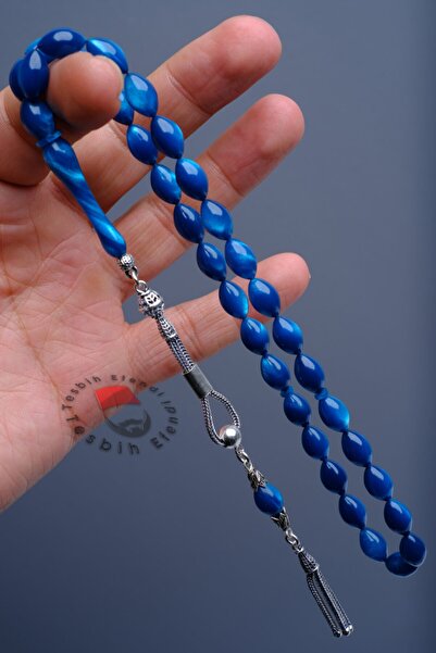 TESBİHEFENDİ Blue Pearlescent Fire Amber Rosary