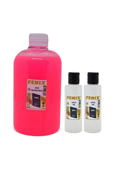 Red Rose جل سلايم وردي مع هايلايتر نيون 500 مل + أنبوبين 70 مل بوراكس سائل