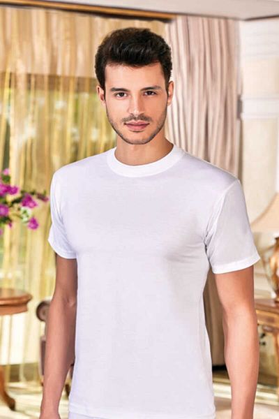 Berrak Men's White Undershirt Collar - Half Sleeve Closed Set of 3 1003