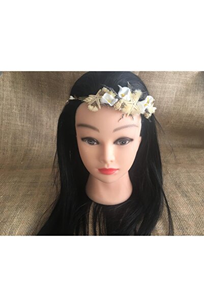 Yumak Dekor Grup Γκρι Λευκό Αληθινό Ξηρό Λουλούδι και Τεχνητό Λουλούδι Στέμμα...