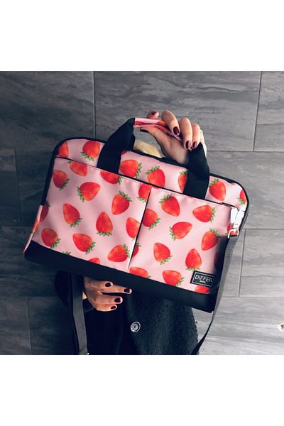 Differ 13-14'' Inch, Strawberry Pattern, Shoulder Strap and Cross Notebook Laptop Macbook Briefcase