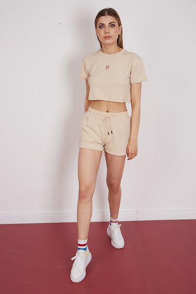 Eazy Co Set de topuri crop de bază Camel pentru damă