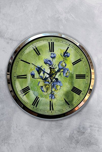 Kasva Concept هدية ساعة حائط على شكل زهور معدنية من الكروم مقاس 40 سم