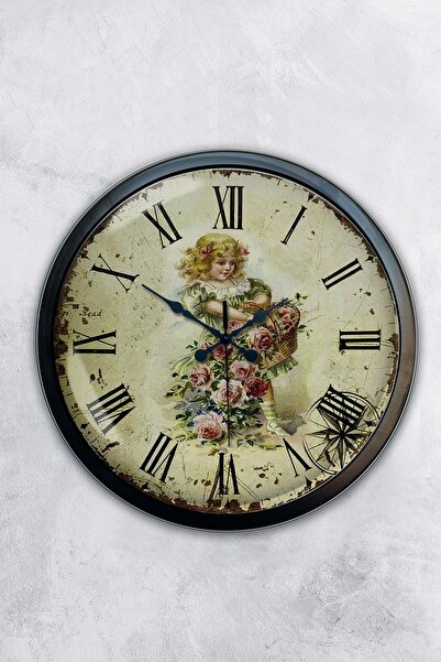 AİB STORE هدية ساعة حائط زاماني معدنية سوداء مقاس 40 سم