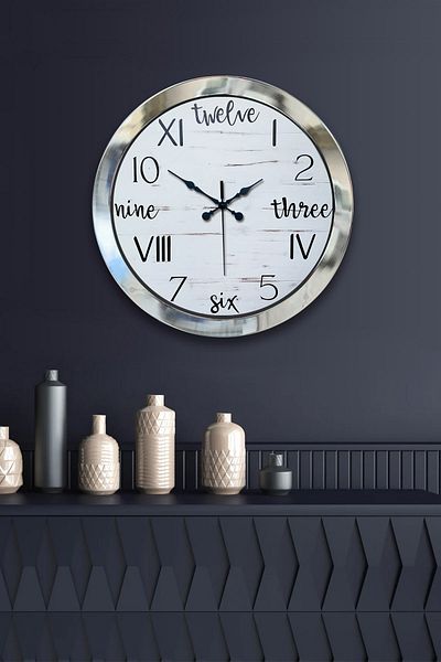 Kasva Concept Gift 36 cm Chrome Metal Math Wall Clock