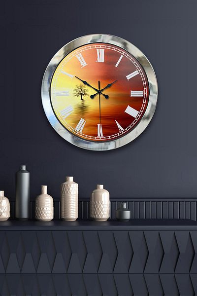 Kasva Concept 36 cm Chrome Metal Sunset Wall Clock
