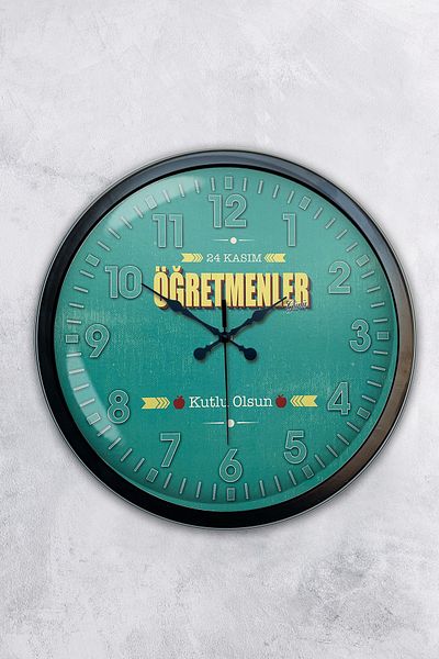 Kasva Concept Gift 40 cm Black Metal Teacher's Day Wall Clock