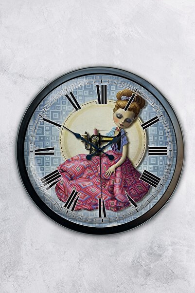 AİB STORE هدية ساعة حائط نسائية معدنية سوداء مقاس 40 سم