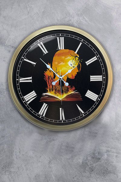 Kasva Concept 40 cm Tumbled Metal Book - Human Wall Clock