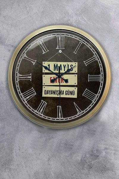 Kasva Concept Gift 40 cm Antique Metal May 1St Workers Wall Clock