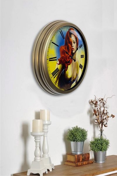 Kasva Concept Gift 36 cm Antique Metal Rihanna Wall Clock