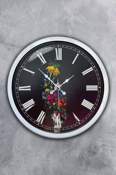 Kasva Concept ساعة حائط على شكل زهرة معدنية بيضاء مقاس 40 سم