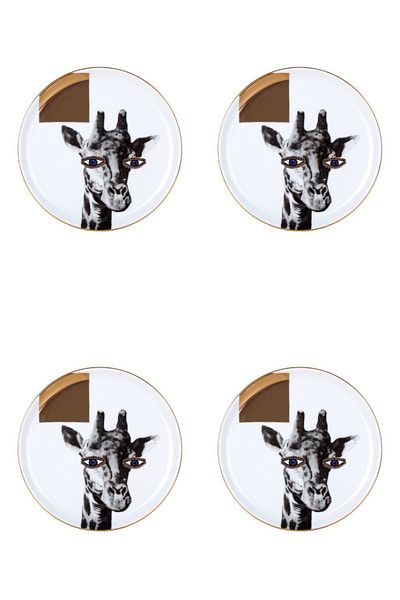 Porland Wild Life Giraffe Flat Plate 20cm Set of 4