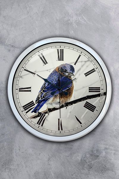 Kasva Concept Gift 40 cm White Metal Bird Wall Clock