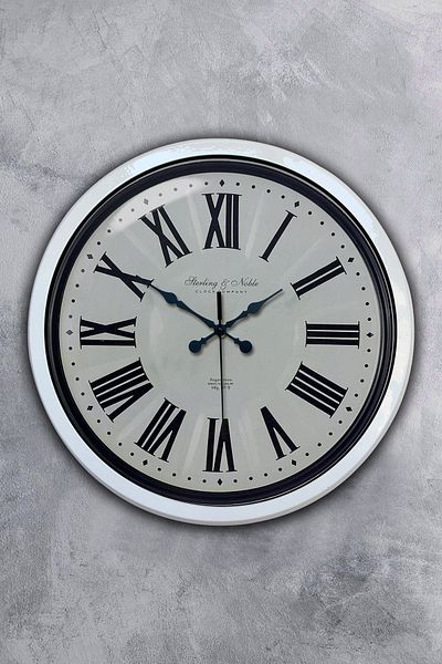 Kasva Concept Δώρο 40 εκ. Λευκό Μεταλλικό Αντίκα Ρολόι Τοίχου