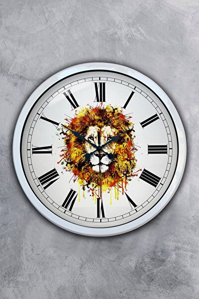 Platin Saat ساعة حائط على شكل أسد معدني أنثراسايت مقاس 40 سم