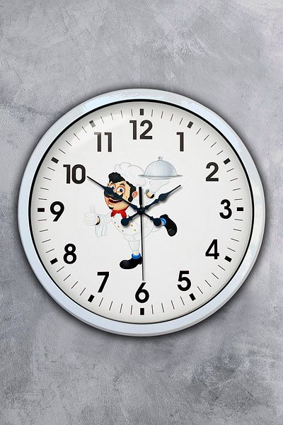 Kasva Concept 40 cm White Metal Cook Kitchen Wall Clock